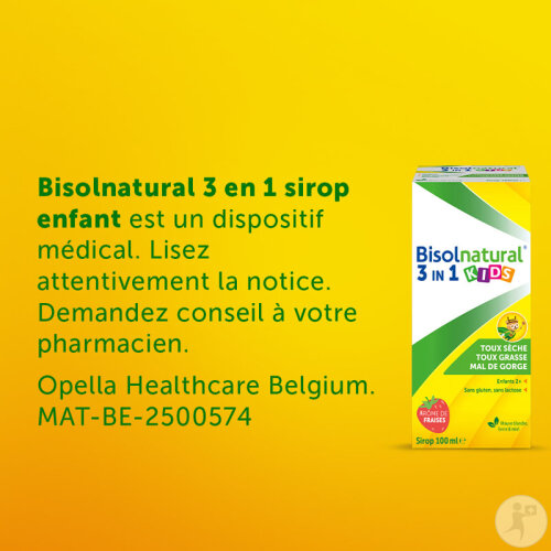 Bisolnatural Kids Sirop Toux Sèche/Toux Grasse/Mal De Gorge Enfants 2+ Goût Fraise 100ml-6