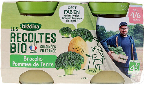 Blédina Les Recoltes Bio Brocolis Pommes De Terre 2x130g