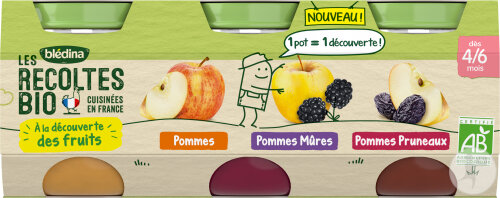 Blédina Petits Pots Pomme/Pomme Et Mure/Pomme Et Pruneau 3x130g
