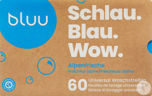 Bluu Feuille De Lavage Alpenfrische 60 Pièces