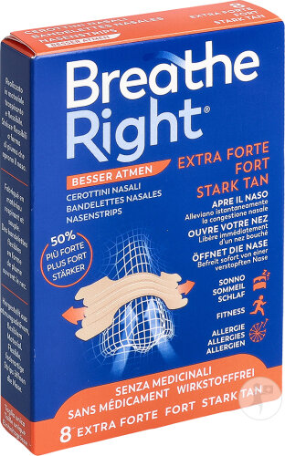 Breathe Right Bandelettes Nasal Extra Fort Tan 8 Pièces