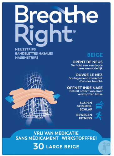 Breathe Right Original Bandelettes Nasales Peau Normale Large 30 Bandelettes