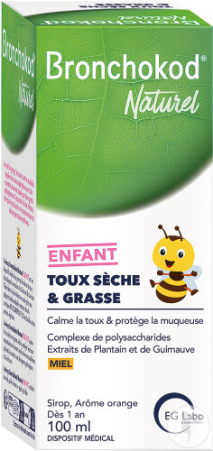 Bronchokod Naturel Enfant Toux Sèche & Grasse Dès 1 An Goût Orange Flacon 100ml