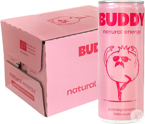 Buddy Boisson Énergisante Naturelle Grenade Hibiscus 12x250ml