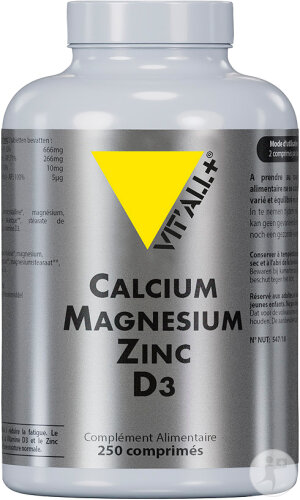 Vit'all+ Calcium Magnésium Zinc D3 250 Comprimés