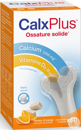 Calxplus Calcium/Vitamine D/Vitamine K Goût Orange 60 Comprimés À Mâcher