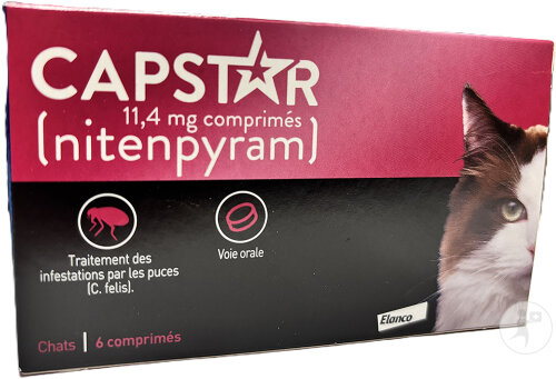 Capstar Chat 11,4mg Nitenpyram 6 Comprimés
