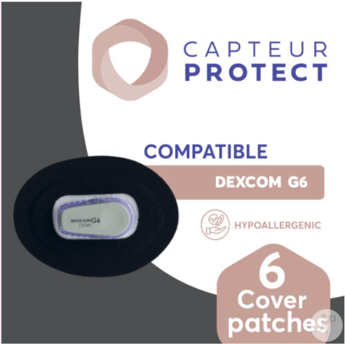 Capteur Protect Patches Noir Cover Dexcom G6/One 6 Pièces