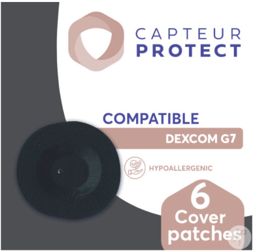 Capteur Protect Patches Noir Cover Dexcom G7/One+ 6 Pièces
