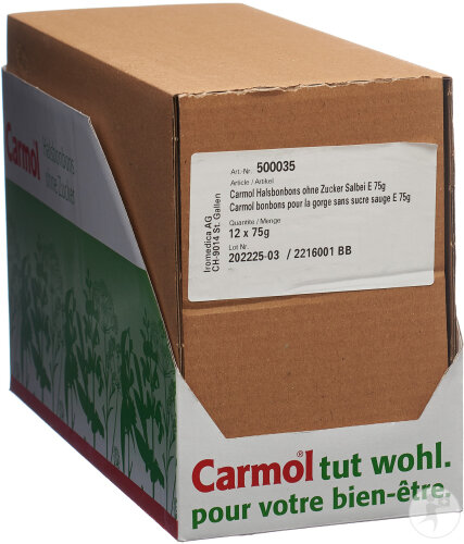 Carmol Bonbons Pour Gorge Sans Sucre 12 Pièces