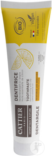 Cattier Dentargile Dentifrice Reminéralisant À L'Argile Et Au Citron Tube 75ml