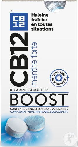 CB12 Boost Chewing Gum Sans Sucre Menthe Forte 10 Pièces