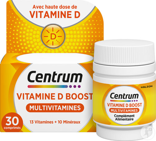Centrum Vitamin D Boost Multivitamines 1200UI Énergie/Immunité/Muscles 30 Comprimés
