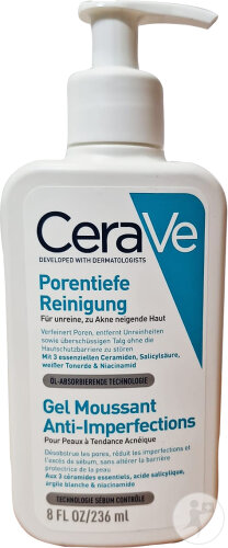 CeraVe Gel Moussant Anti-Imperfections Pour Les Peaux À Tendance Acnéique Flacon Pompe 236ml
