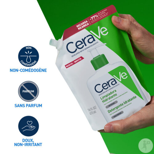 CeraVe Crème Lavante Hydratante Recharge Pour Peaux Normales À Sèches  473ml-6