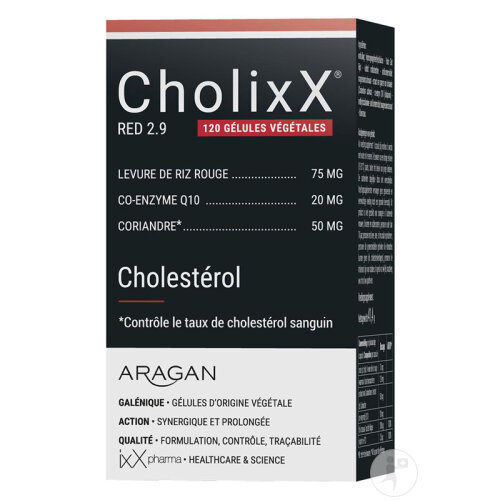 ixX Pharma CholixX Red 2,9 Levure De Riz Rouge CoQ10 & Vitamines B9-B12 120 Gélules-3