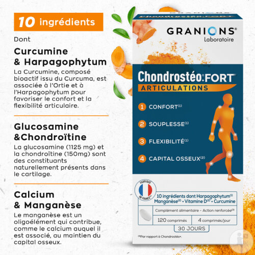 Granions Chondrostéo+ Fort Articulations/Chondroïtine/Glucosamine 2x120 Comprimés Promo 2ème À -50%-2