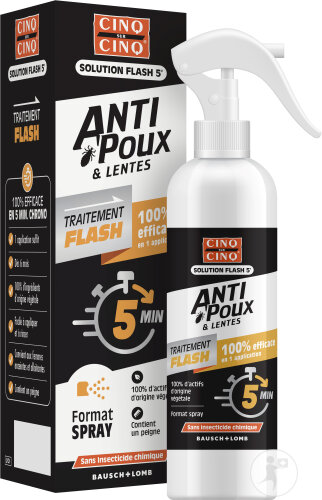 Cinq Sur Cinq Anti-Poux Et Lentes Spray Flash 5 Minutes 150ml