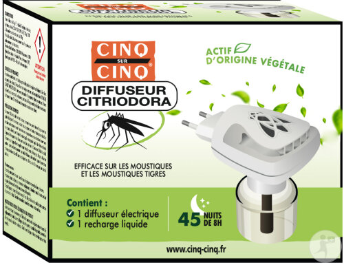 Cinq Sur Cinq Citriodora Diffuseur Anti-Moustiques 45 Cycles De 8H 1 Kit