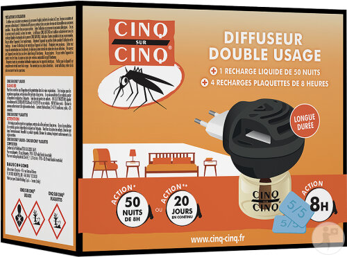 Cinq Sur Cinq Diffuseur Électrique Double Usage Anti-Moustiques 1 Pièce