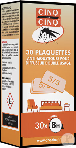 Cinq Sur Cinq Plaquettes Anti-Moustiques Pour Diffuseur Électrique Double Usage 30 Pièces