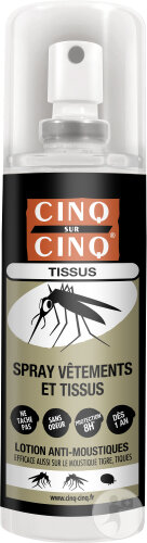Cinq Sur Cinq Spray Vêtements Et Tissus Lotion Anti-Moustiques 100ml