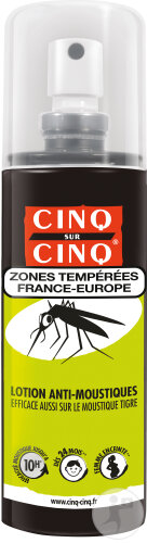Cinq Sur Cinq Zones Tempérées Lotion Anti-Moustiques Spray 100ml Nouvelle Formule