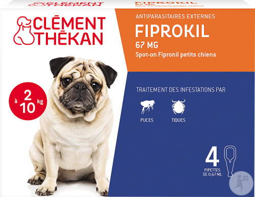 Clément Thékan Anti-Puces Petit Chien 2-10kg 4 Pipettes 