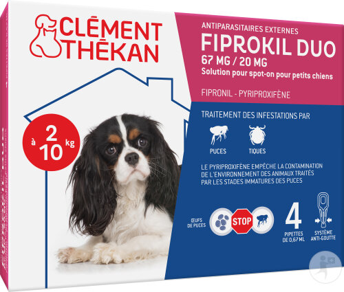 Clément Thékan Anti-Puces Petit Chien 2-10kg Double Action 4 Pipettes 