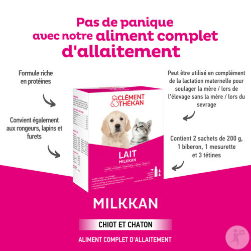 Clément Thékan Lait En Poudre Milkkan Allaitement Des Chiots Et Chatons 400g-3