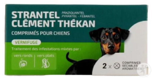 Clément Thékan Vermifuges Chien Strantel Traitement Des Vers Plats Et Ronds 2 Comprimés