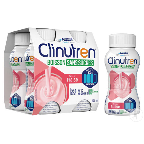 Clinutren Boisson Sans Sucres Fraise 4x200ml-2