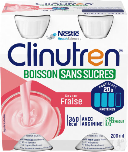 Clinutren Boisson Sans Sucres Fraise 4x200ml