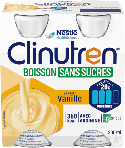 Clinutren Boisson Sans Sucres Vanille 4x200ml