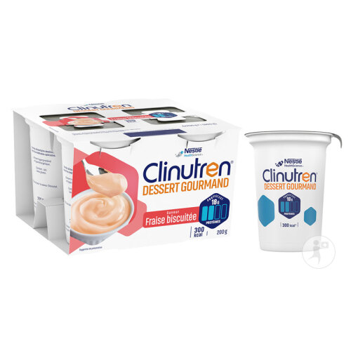 Clinutren Dessert Gourmand 300kcal Fraise Biscuitée 4x200g-2