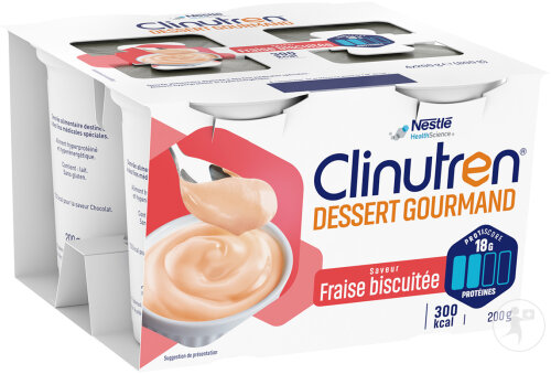 Clinutren Dessert Gourmand 300kcal Fraise Biscuitée 4x200g