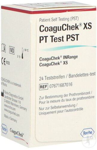 CoaguChek XS PT Test PST 24 Bandelettes