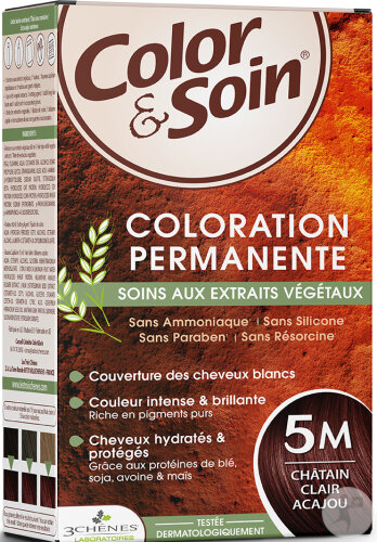 Color & Soin Coloration Permanente Aux Extraits Végétaux 5M Châtain Clair Acajou 1 Kit