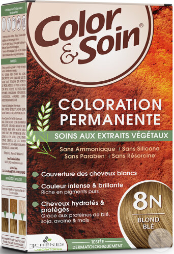 Color & Soin Coloration Permanente Aux Extraits Végétaux 8N Blond Blé 1 Kit