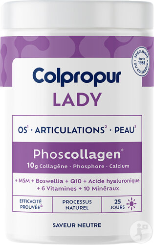 Colpropur Lady Phoscollagen Os-Peaux-Articulations Saveur Neutre Pot 327,5g