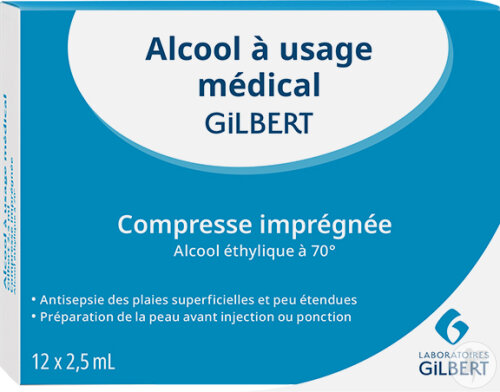 Compresses Imprégnées Alcool À Usage Médical Gilbert 12x2,5ml