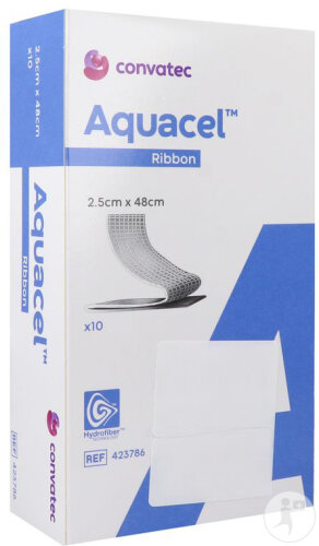Convatec Aquacel Mèche Pansement Hydrofibre Mèche Stérile 2,5x48cm 10 Pièces (423786)