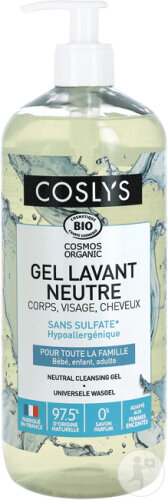 Coslys Gel Lavant Neutre Corps/Visage/Cheveux Bio Flacon Pompe 1l