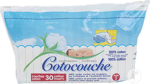 Cotocouche 2ème Age 100% Coton Naturel Et Biodégradable 30 Couches