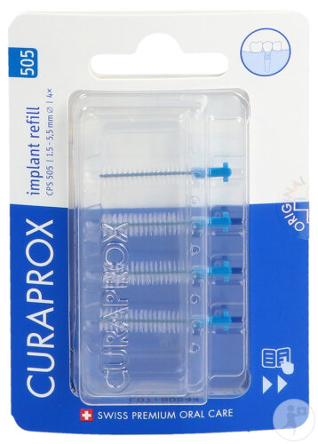Curaprox CPS 505 Implant Recharge Brossette Interdentaire Bleu 4 Pièces