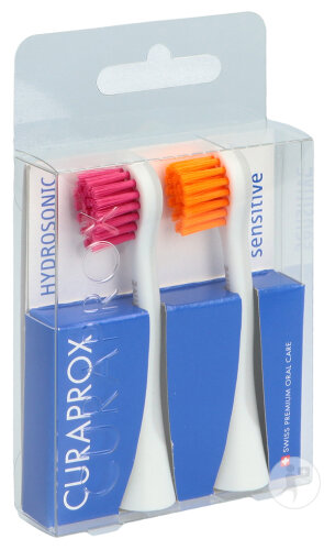 Curaprox Hydrosonic Brosses De Rechanges Sensitive Rouge-Orange 2 Pièces