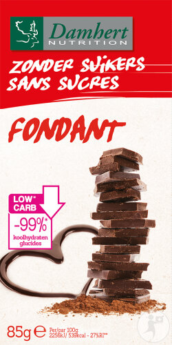 Damhert Fondant Tablette De Chocolat Noir Sans Sucres 85g