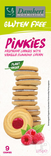 Damhert Gluten Free Pinkies Framboise Biscuits Crème Vanille 125g