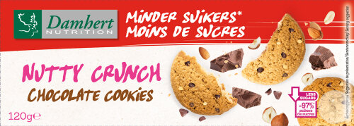 Damhert Moins De Sucres Nutty Crunch Chocolate Cookies 120g
