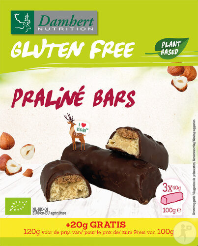 Damhert Sans Gluten Praliné Bars Bio 4 Pièces